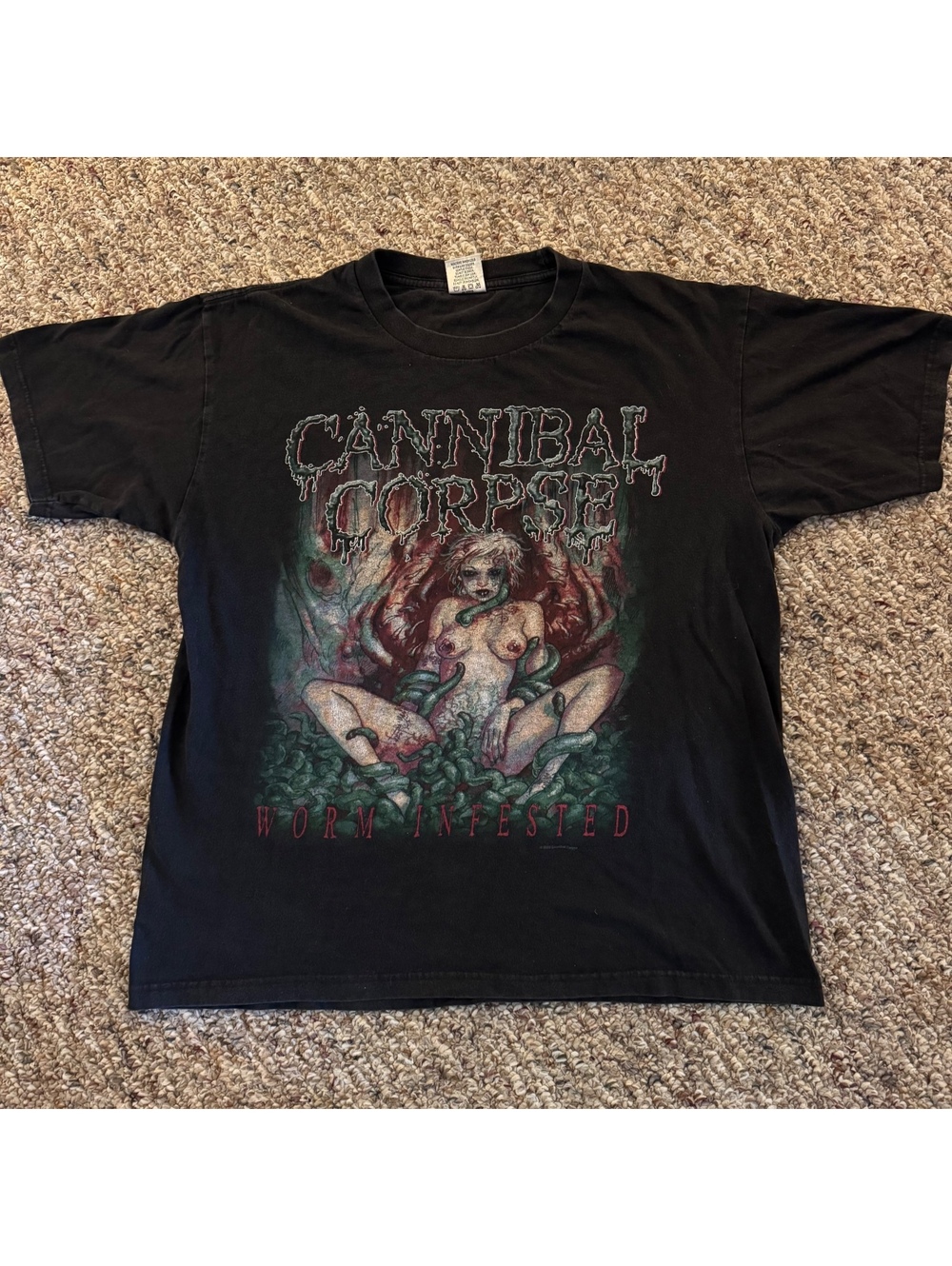 2002 CANNIBAL CORPSE WORM INFESTED TOUR SHIRT SIZE L VINTAGE